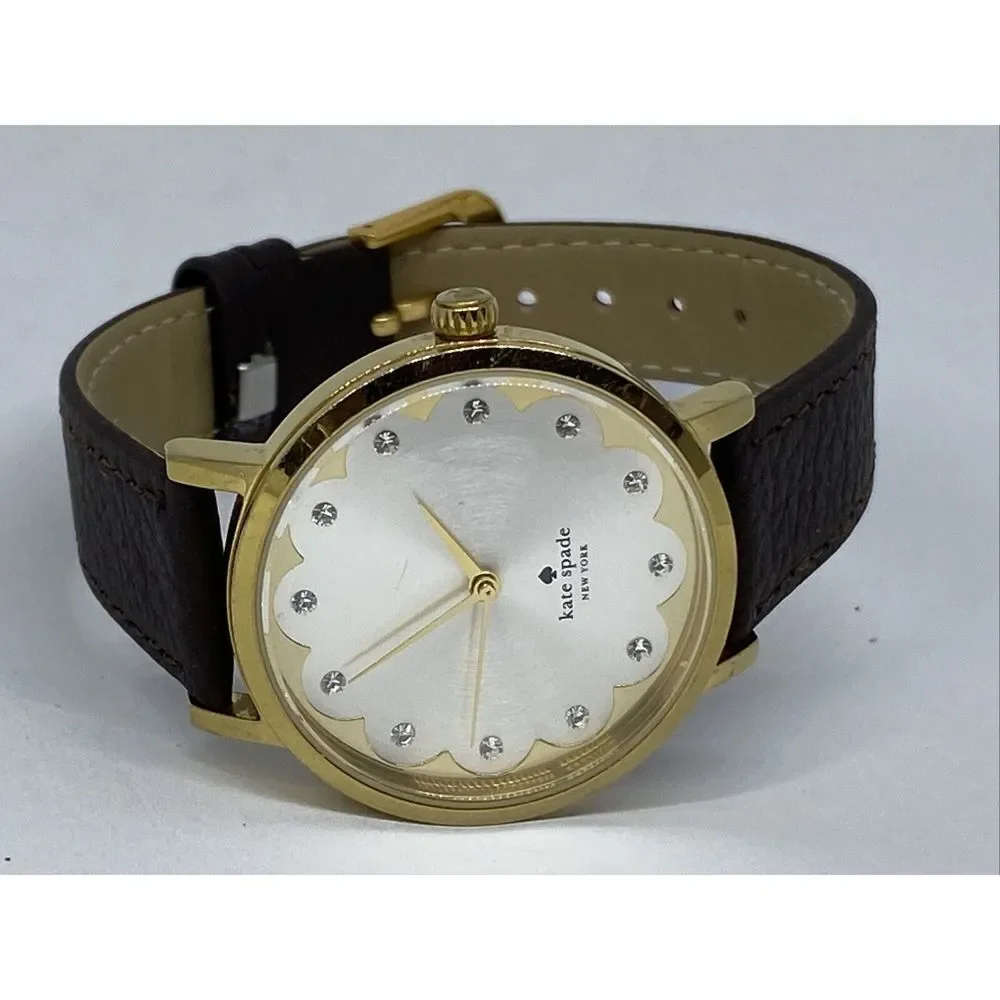 Kate Spade New York 0586 Women's Brown Leather Silver Analog Dial Watch XX572